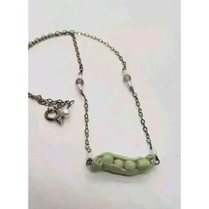 Peas In A pod Necklace 925 Sterling Silver Pearl Amethyst Ceramic Baby Shower